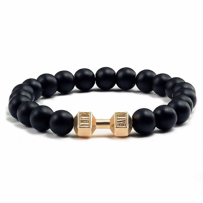 Armband med vulkanstenar "Live, lift"