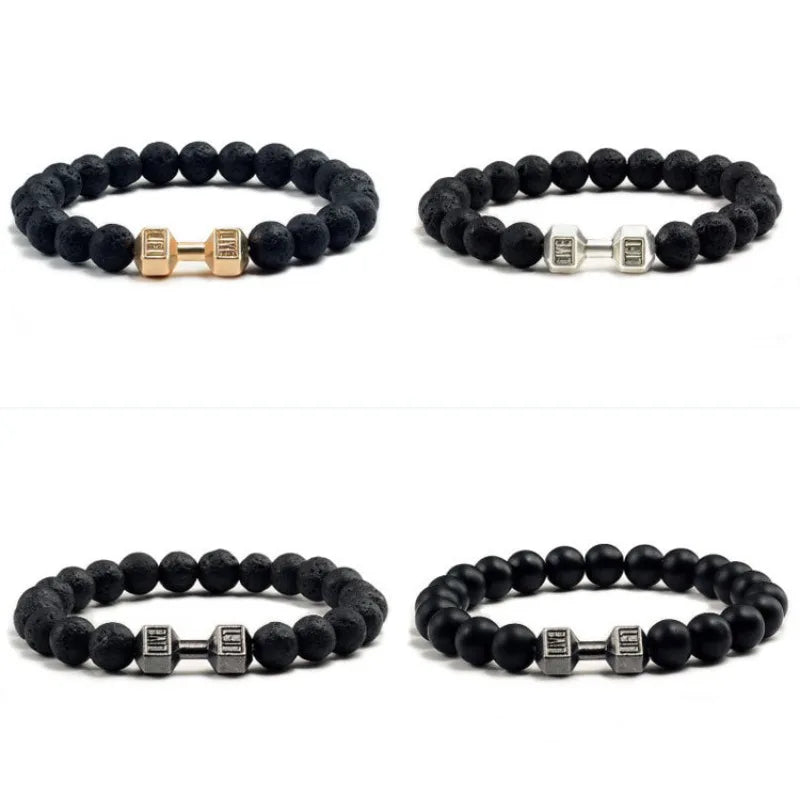 Armband med vulkanstenar "Live, lift"